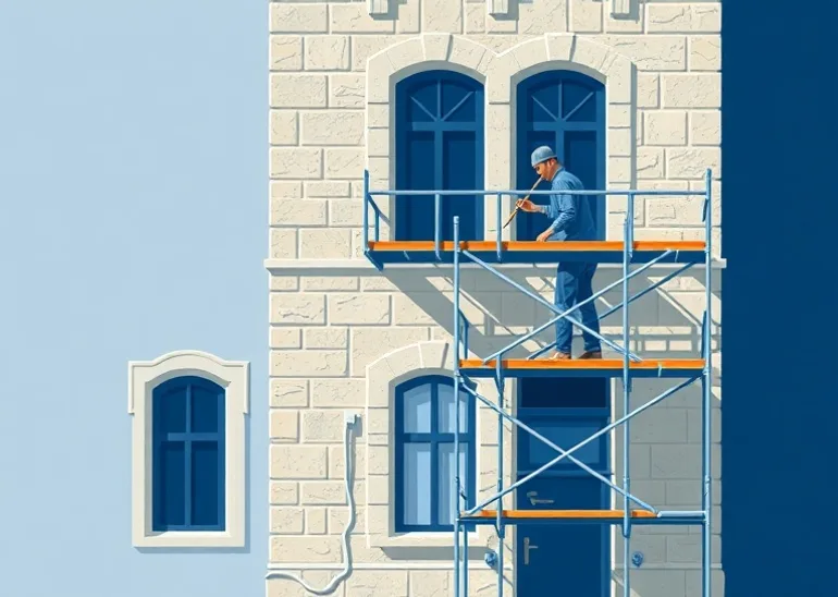 Ravalement de façade en pierre, nettoyage et application d'enduit