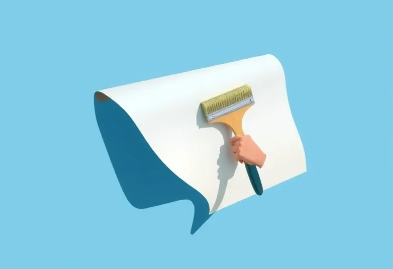 Pose de papier peint, rouleau et brosse à maroufler